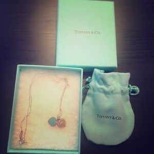 Tiffany & Co mini double heart tag necklace